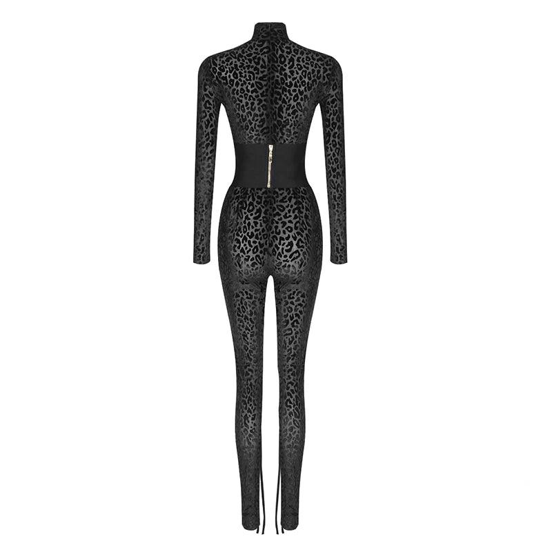 Black Panther Long Sleeve Belted Jumpsuit