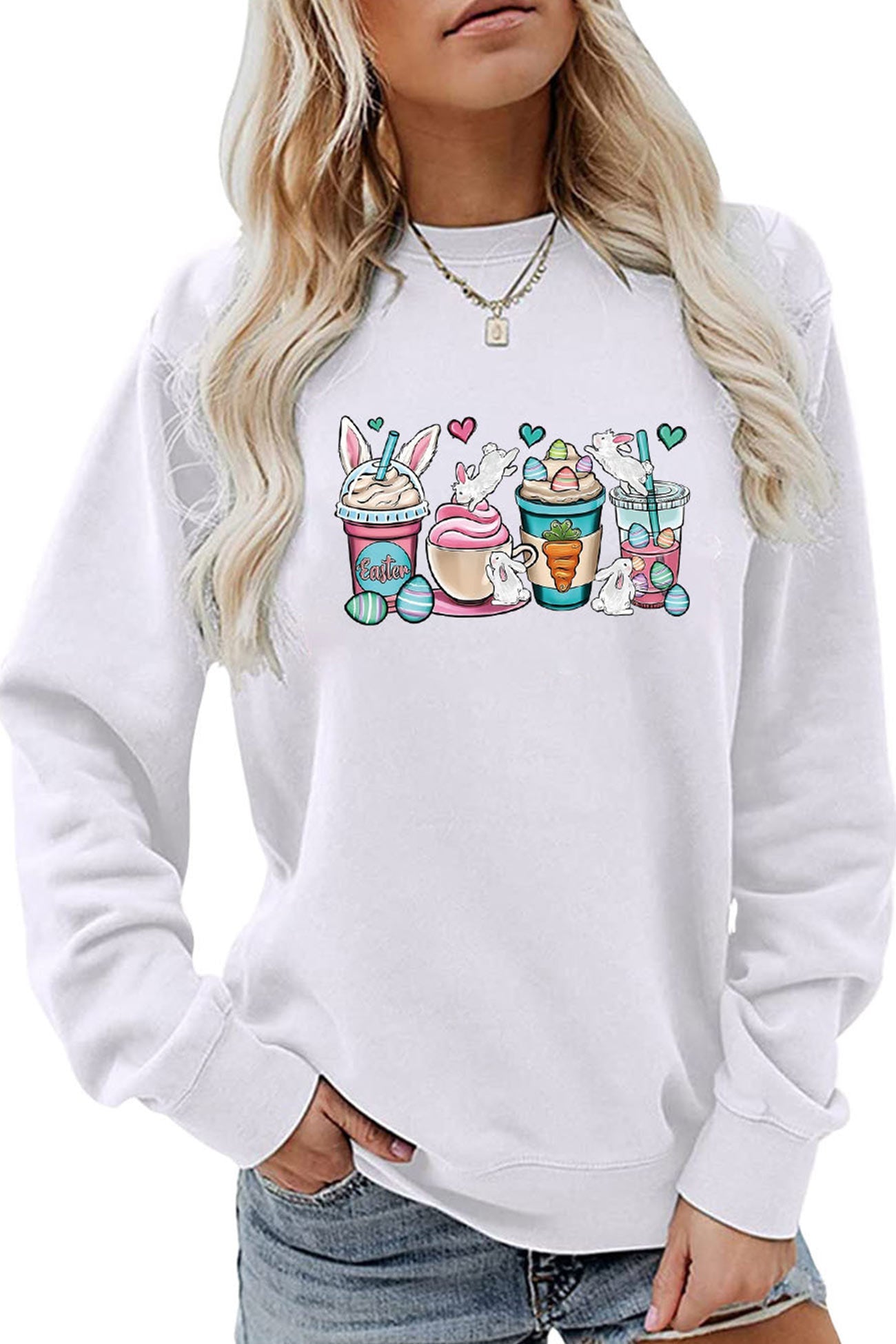 Ice Cream Bunny Print Sweatshirt