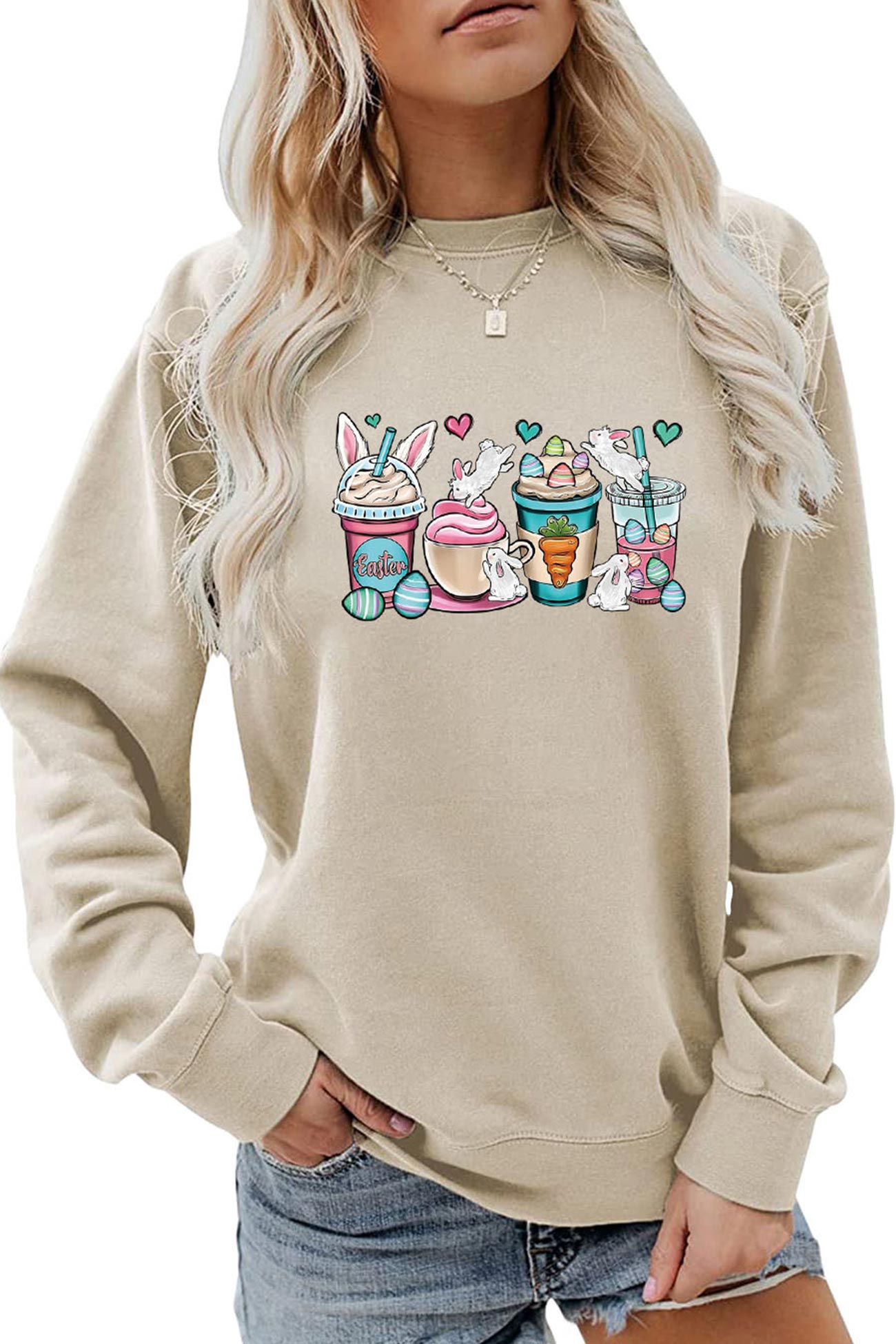 Ice Cream Bunny Print Sweatshirt