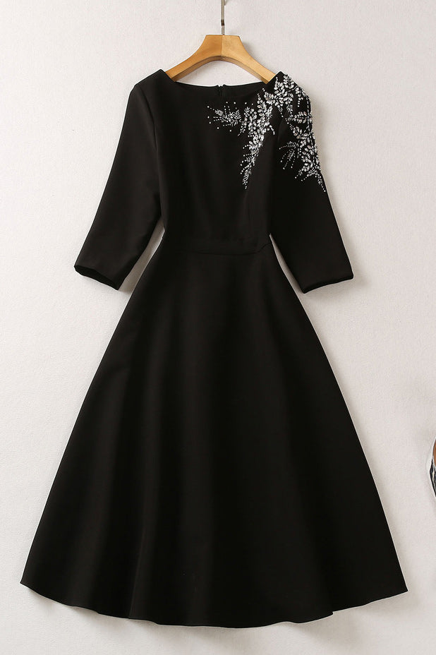 Kate Middleton Black Midi A-Line Dress