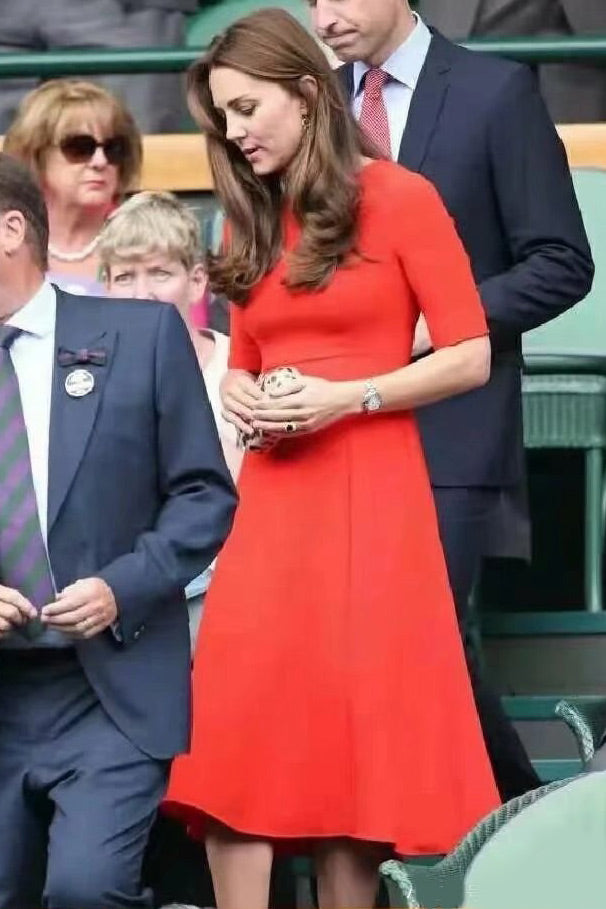 Kate Middleton Orange Red A-Line Dress