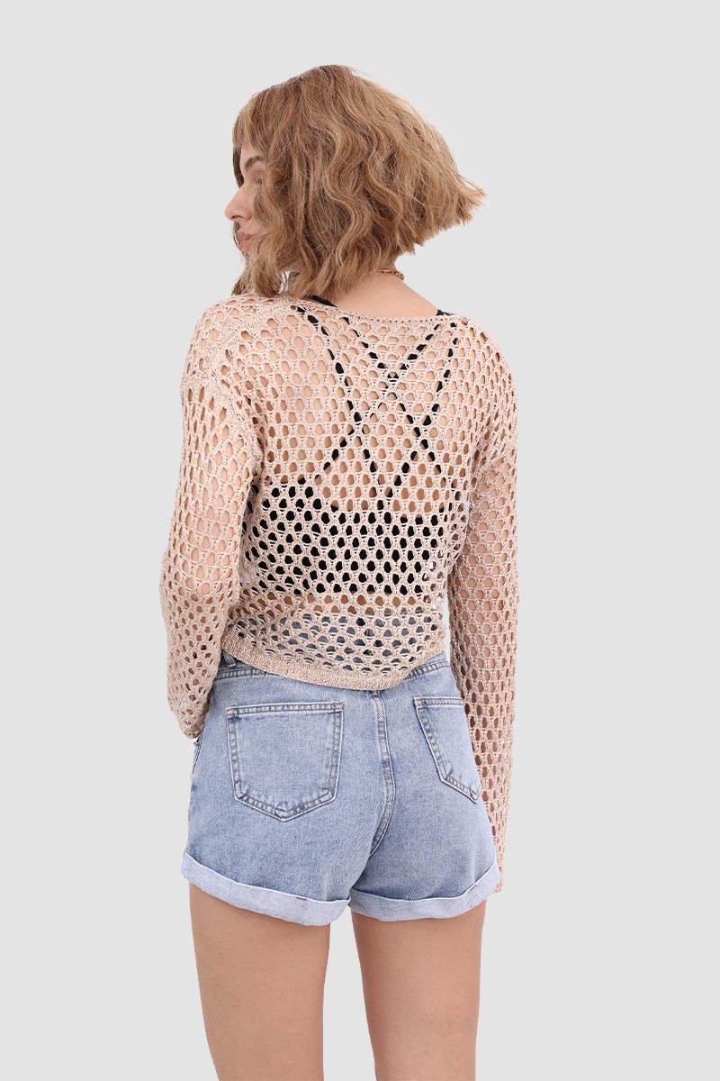 Knitted Cutout Flared Top