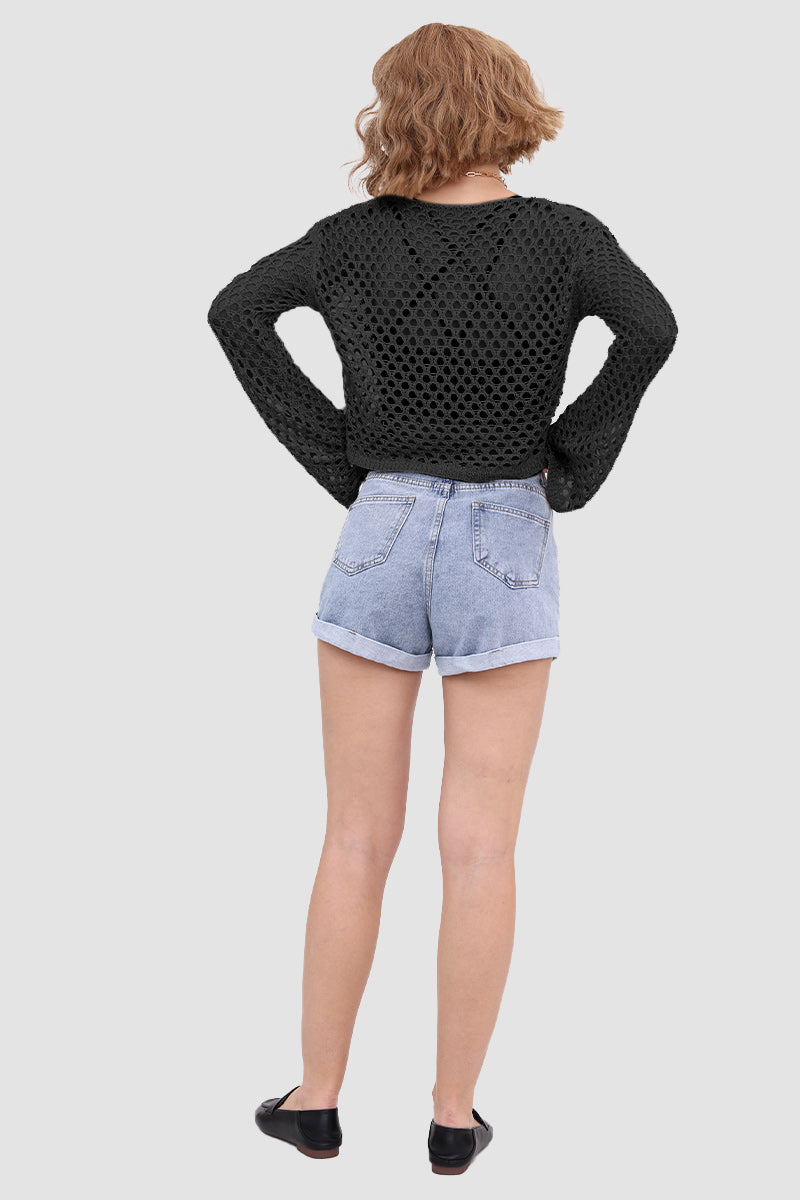 Knitted Cutout Flared Top