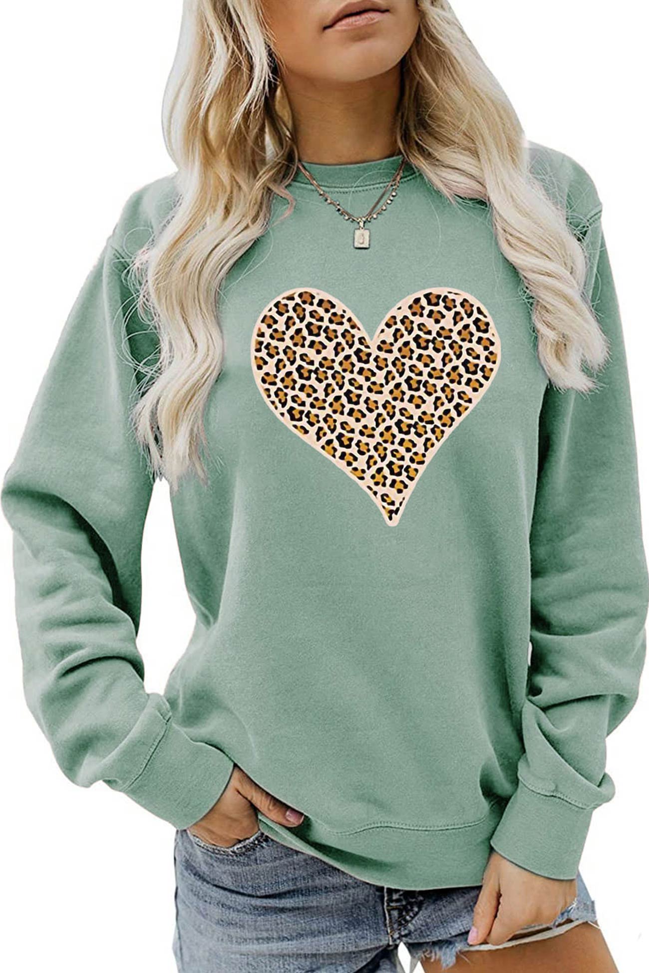 Leopard Print Hearts Sweatshirt