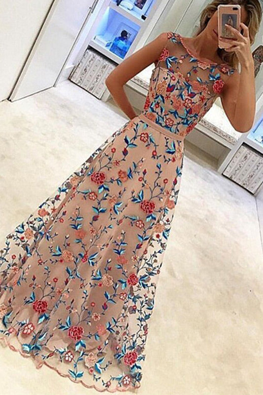 Long Sleeveless A-Line Prom Dress Evening Gown