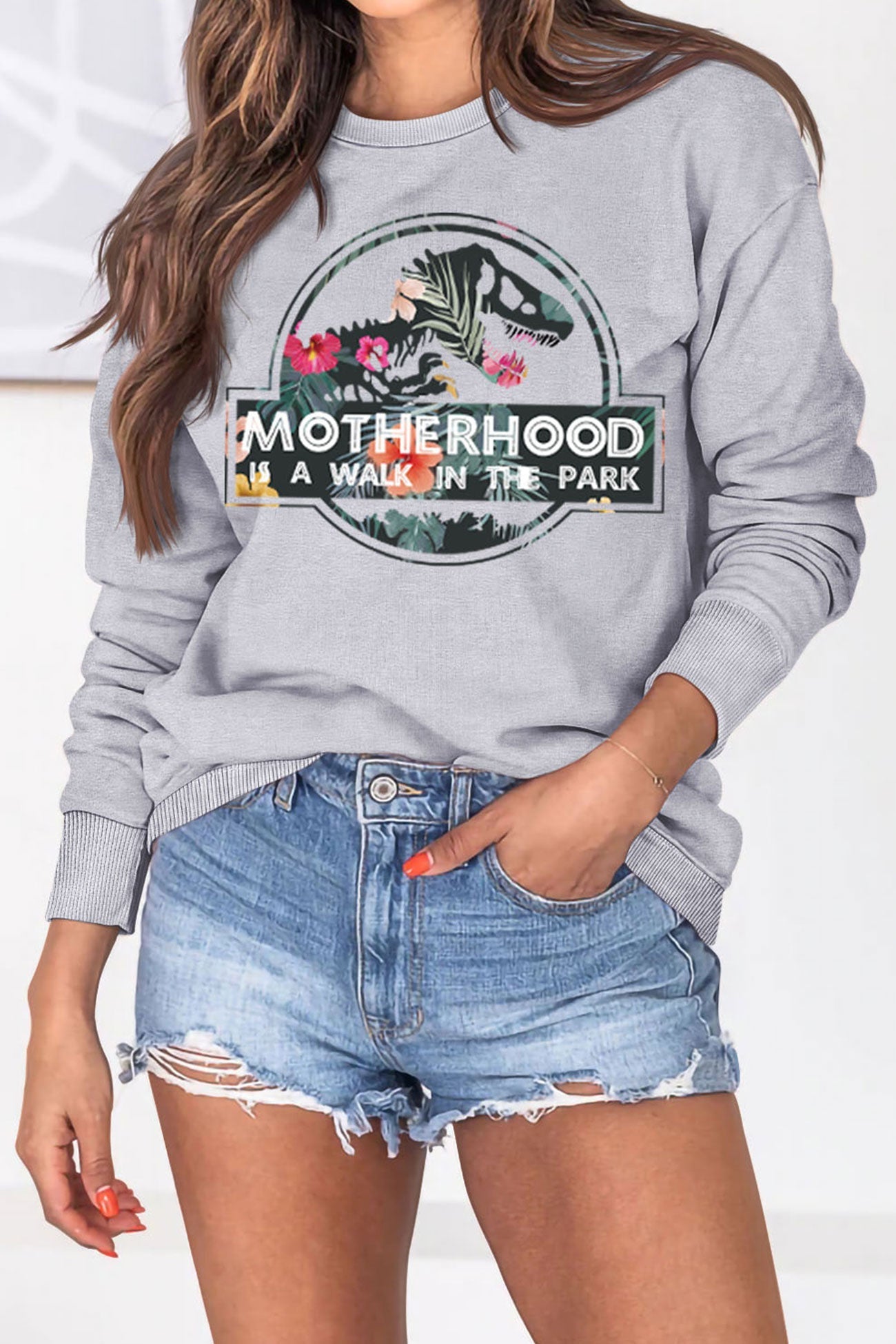 Motherhood Dinosaur Printed Sweatshirt