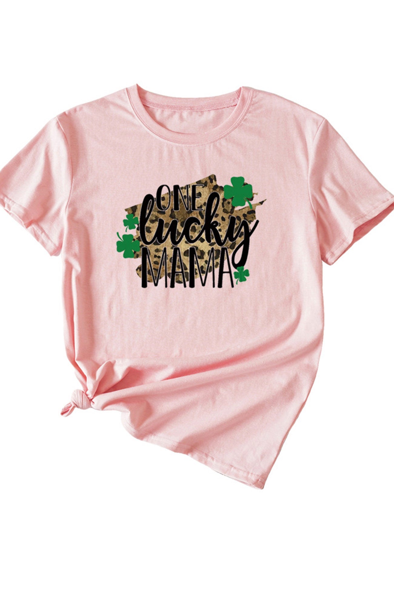 One Lucky Mama Leopard Graphic T-shirt