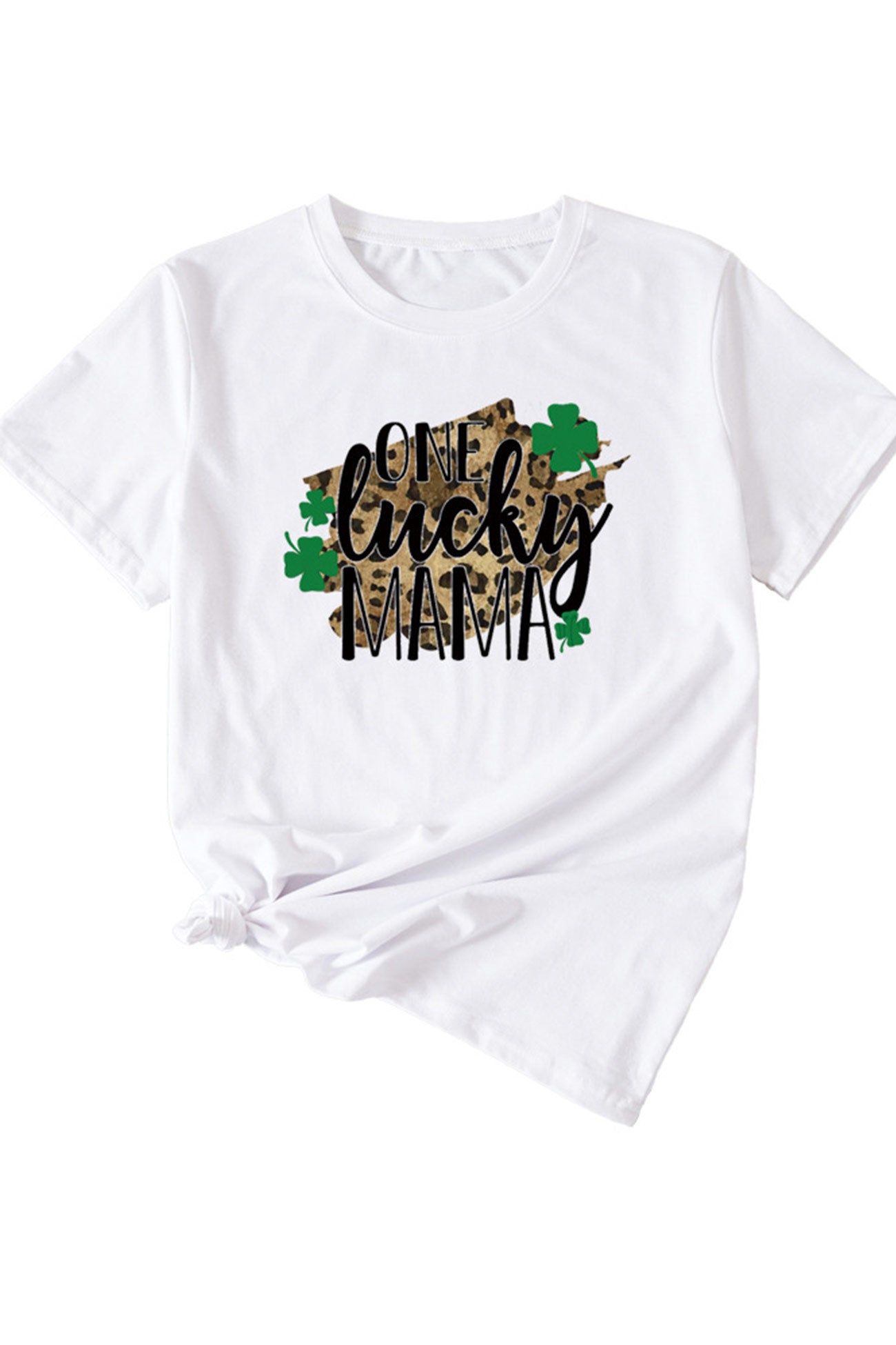 One Lucky Mama Leopard Graphic T-shirt