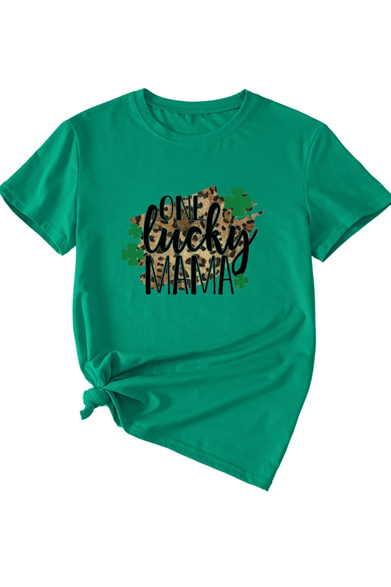 One Lucky Mama Leopard Graphic T-shirt