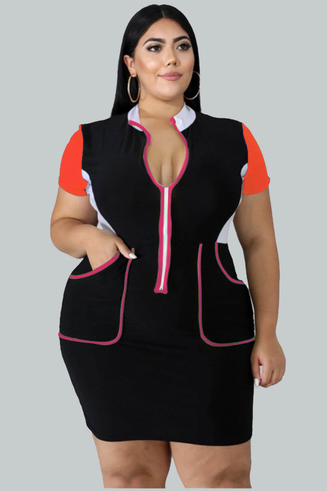 Plus Size Short Sleeve Mini Dresses