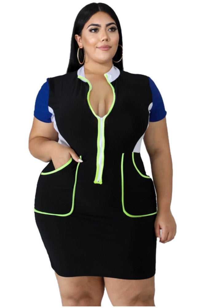 Plus Size Short Sleeve Mini Dresses