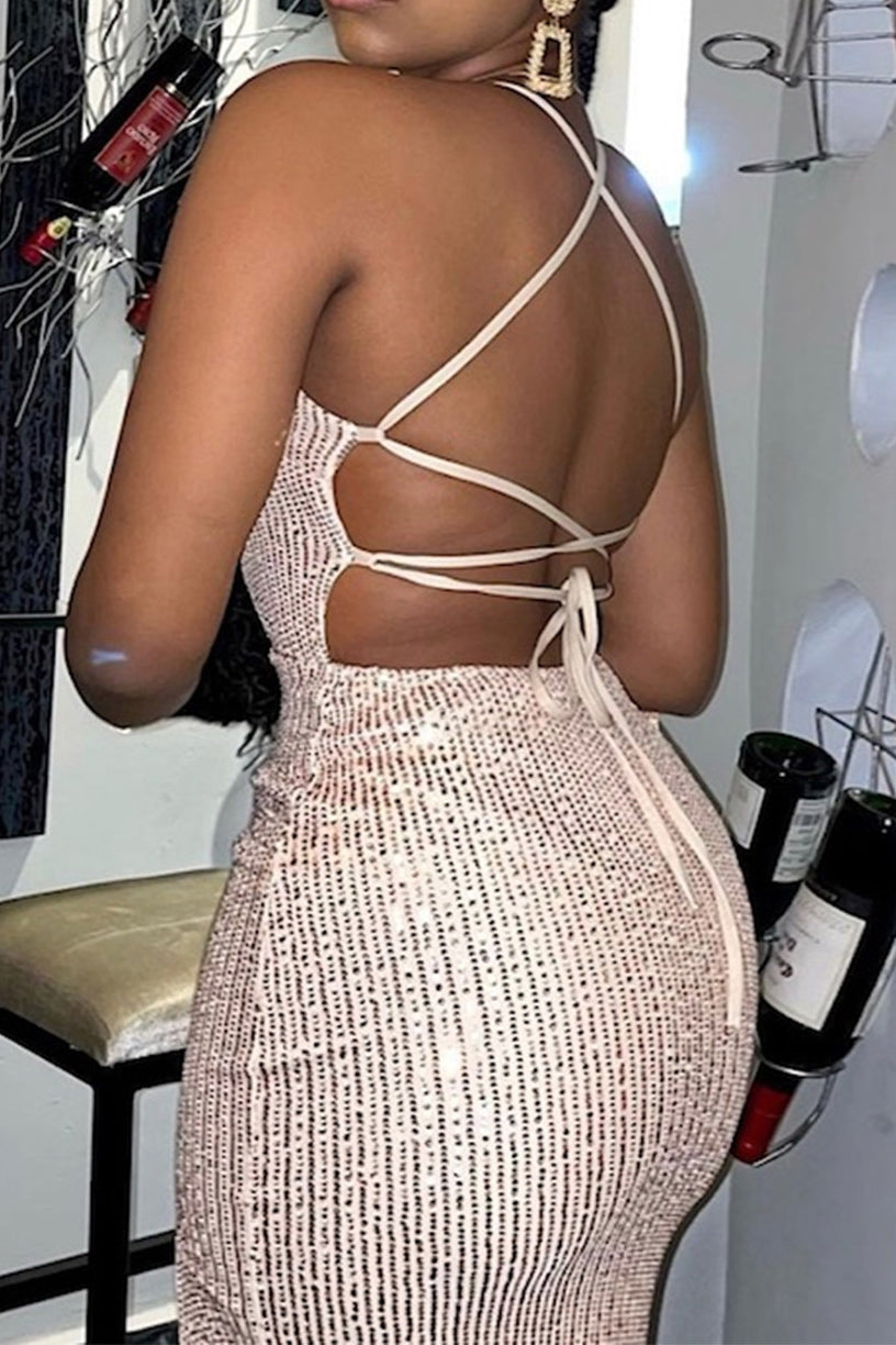 Sexy Backless High Split Evening Prom Dress