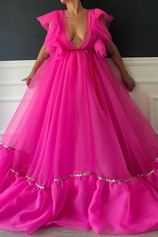 Sexy Fuchsia Prom Dress Ball Gown