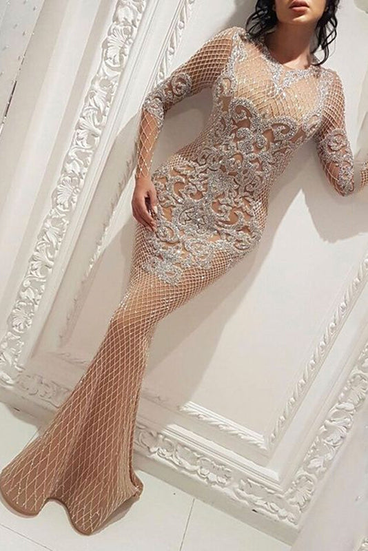 Sexy Mermaid Long Sleeve Evening Dress