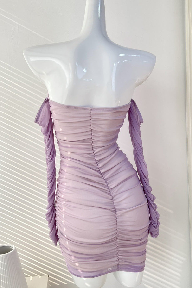 Sexy Mini Lilac Off Shoulder Party Homecoming Dress