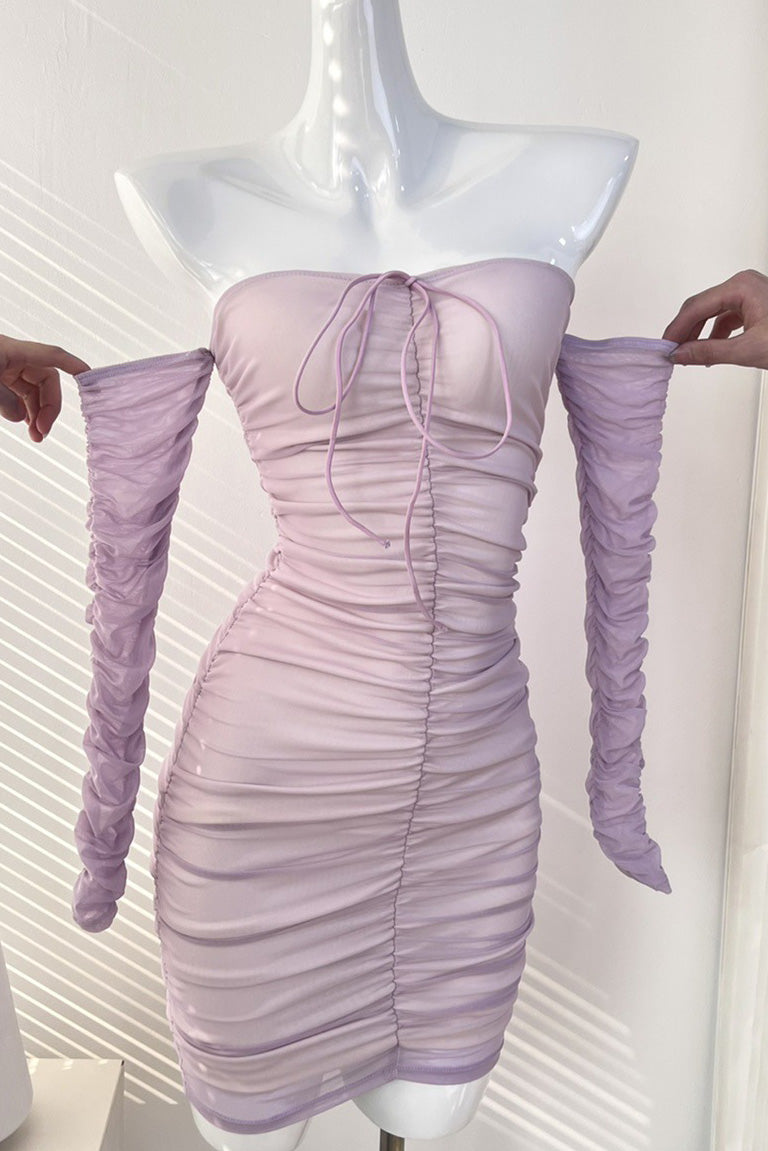 Sexy Mini Lilac Off Shoulder Party Homecoming Dress