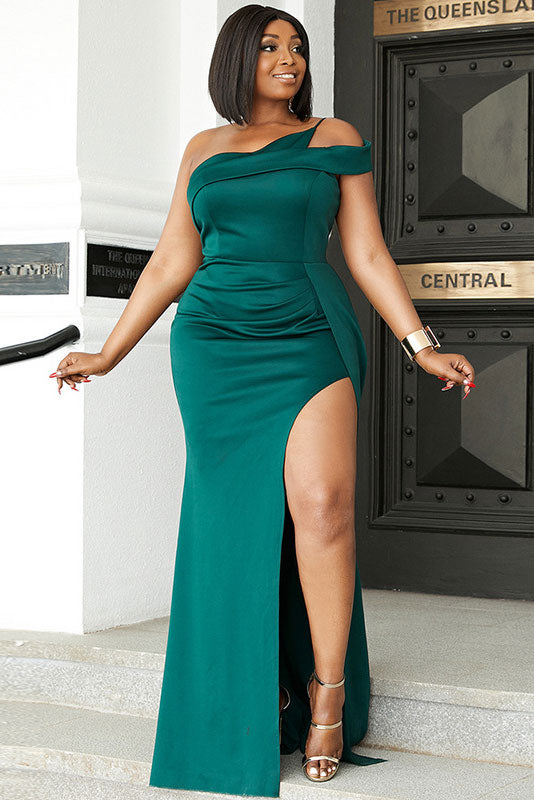 Sexy One Shoulder Plus Size Evening Gown Prom Dress