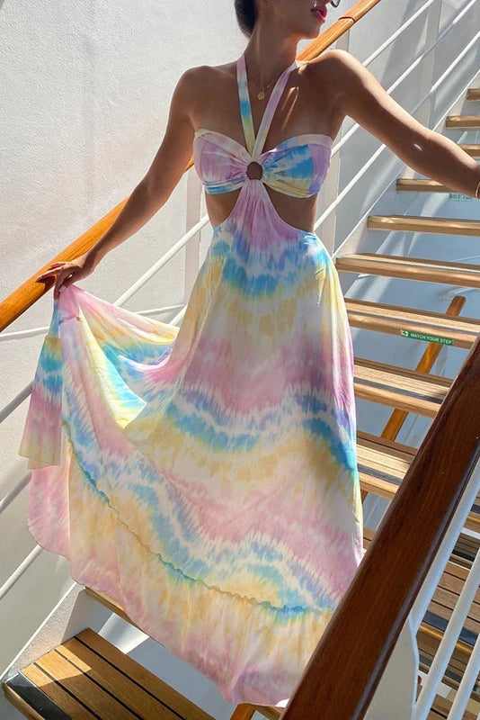 Sexy Halter Beach Floral Maxi Dresses