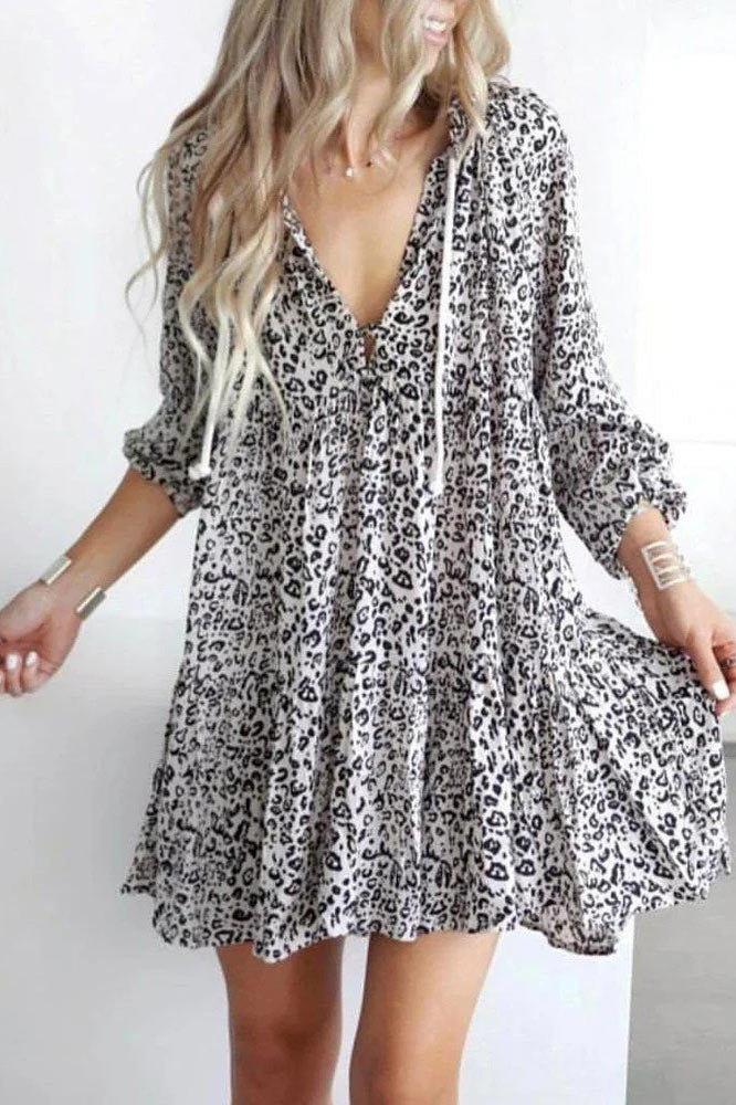 Short Mini Long Sleeve Chiffon Dress