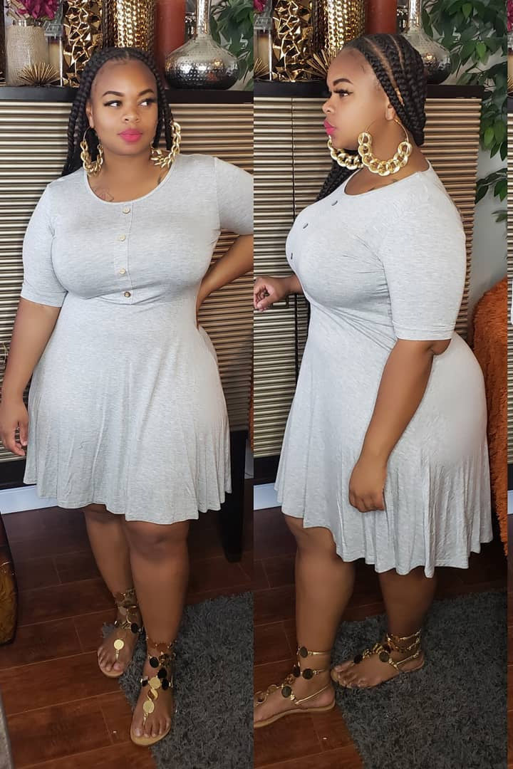 Simple Plus Size Short Sleeve A-Line Dress