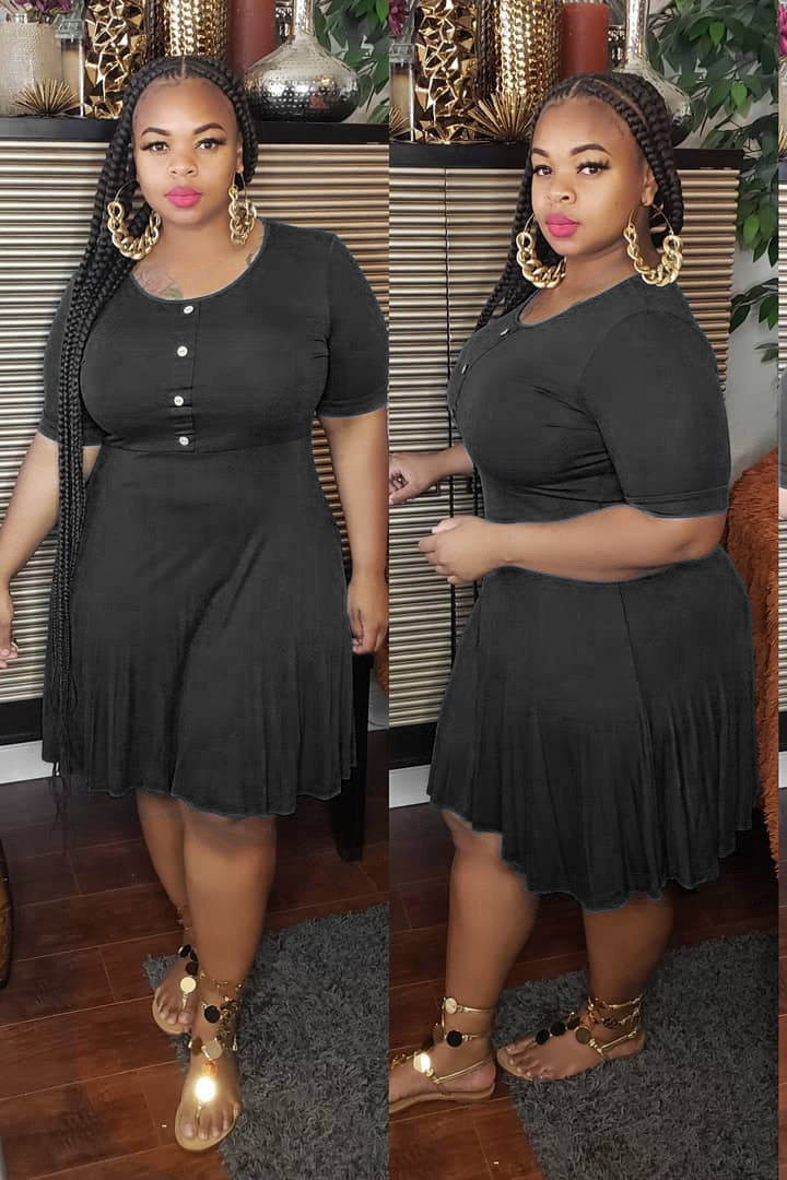 Simple Plus Size Short Sleeve A-Line Dress