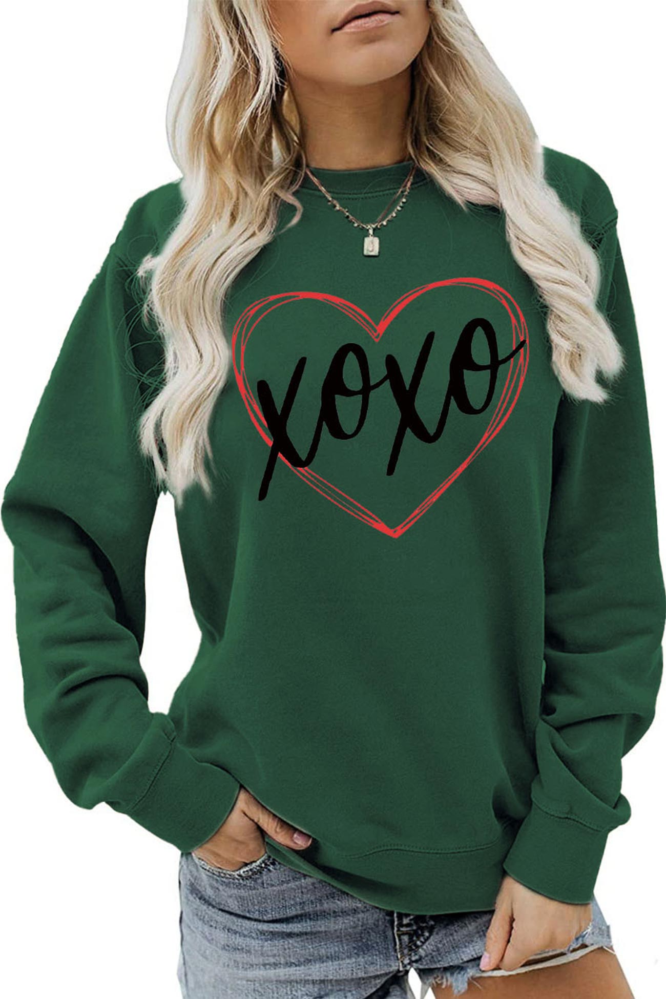 Thin Line Heart Letter Graphic Sweatshirt