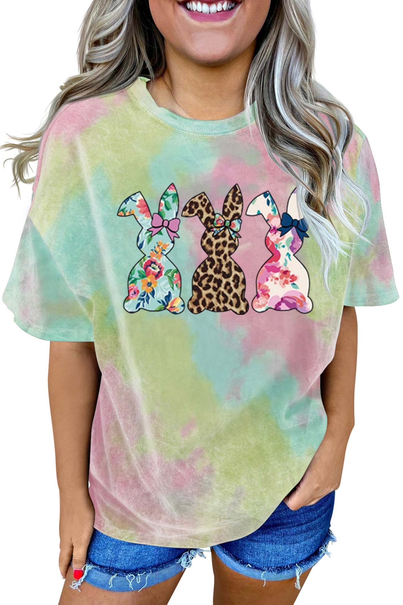 Tie-dyed Rabbit Graphic T-shirt