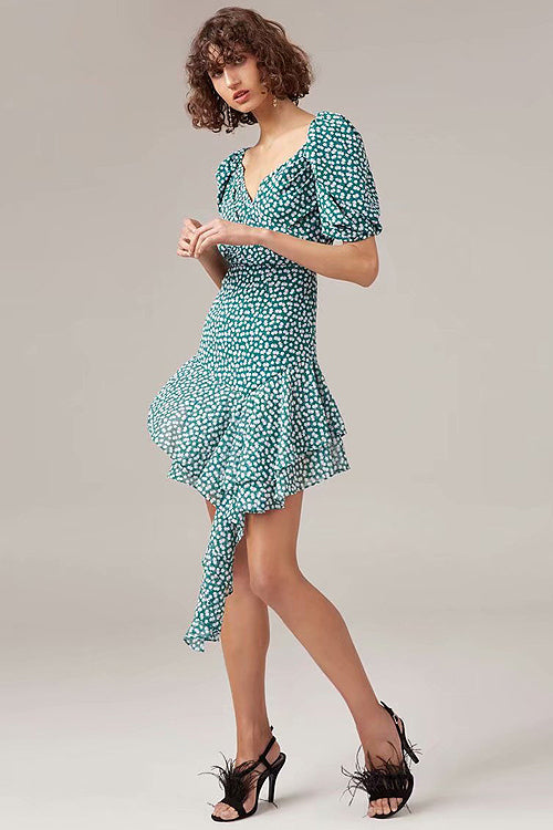 Wonderful You Shivering Print Ruffle Mini Dress