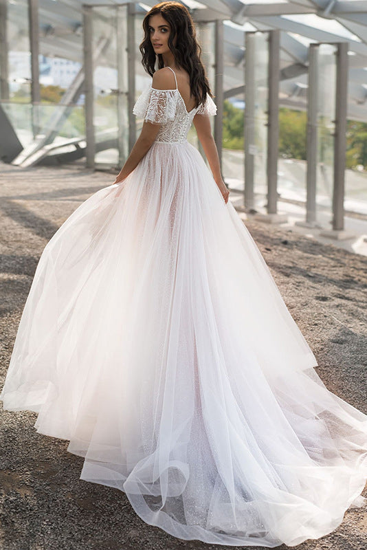 White Off-The-Shoulder Evening Gown Prom Dress