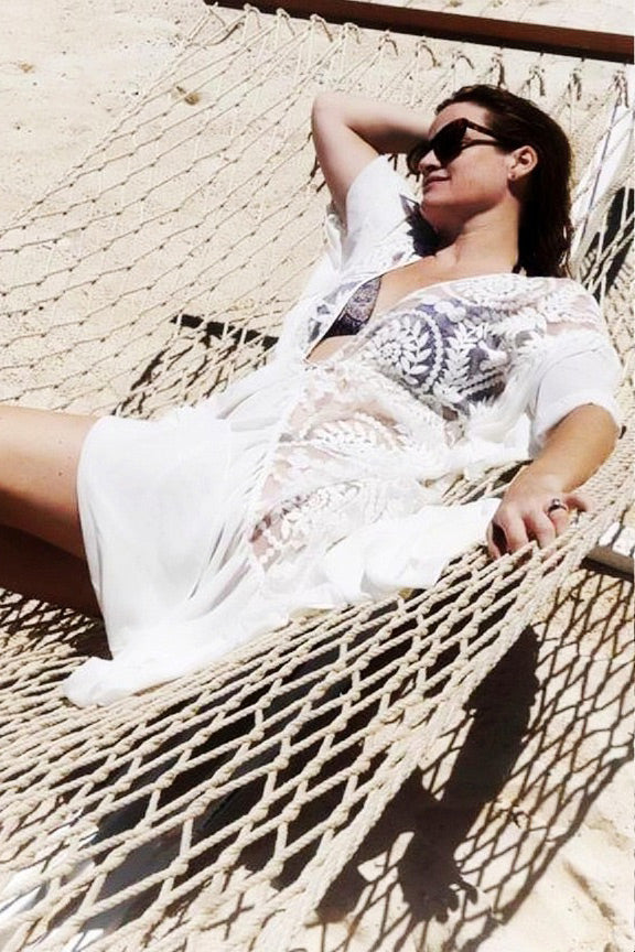 White Lace See Through Summer Beach Dresses