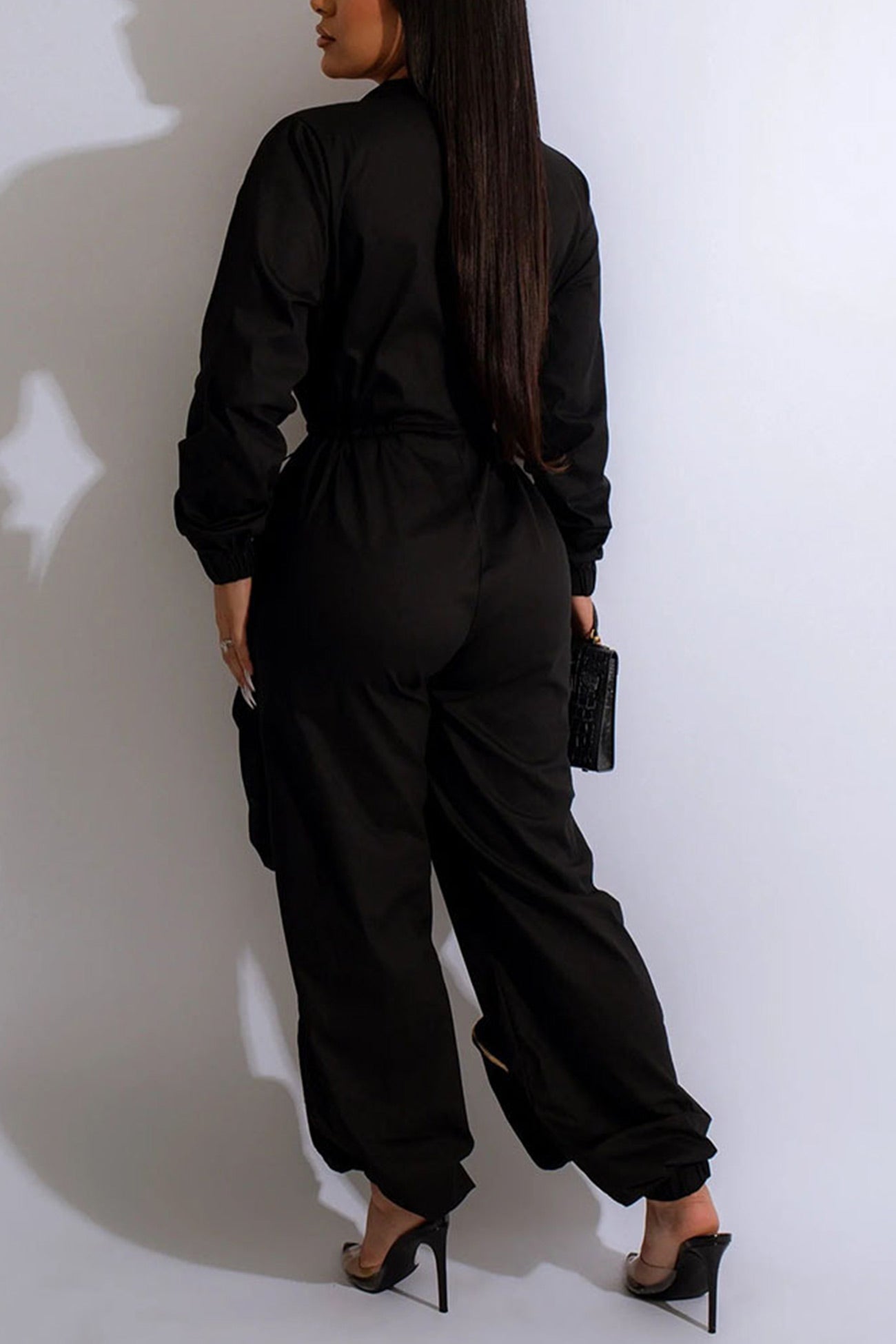 Zip-up Waisted Cargo Jumpsuits