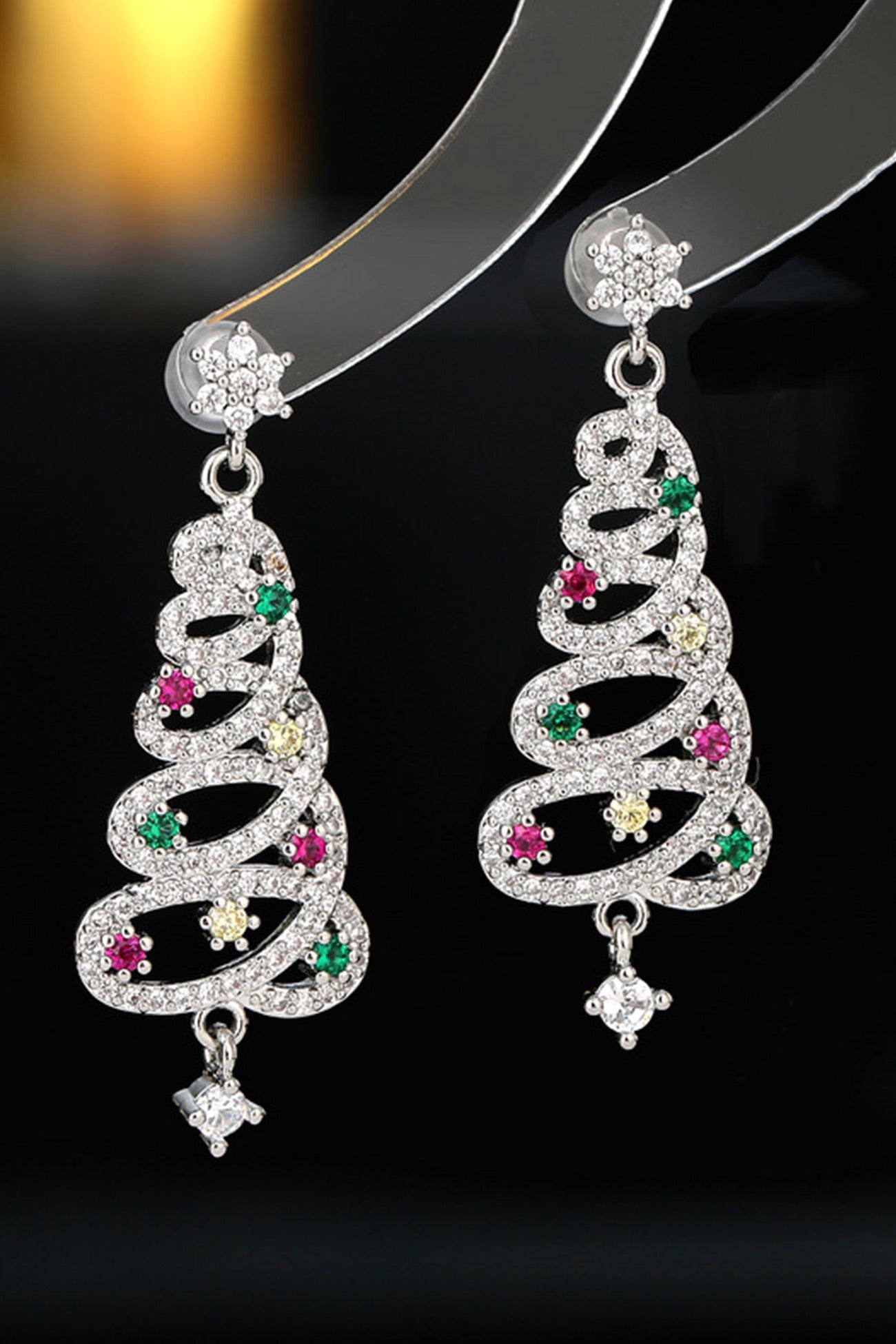Zircon Snowflake Christmas Tree Earrings