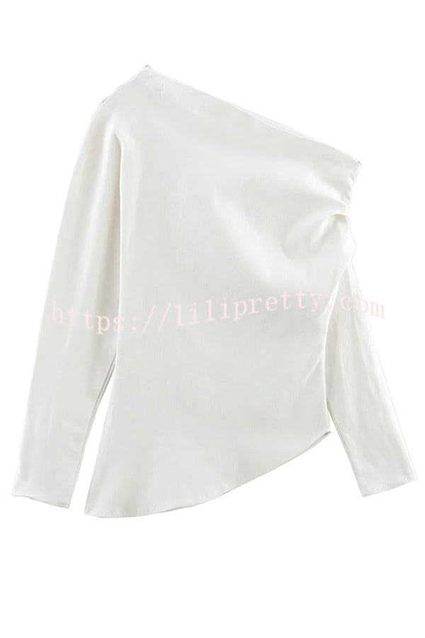 Zar Elegant Patchwork Pleated Long Sleeved Shirt