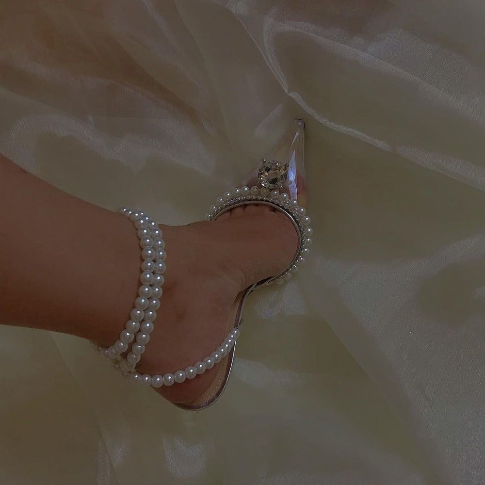 Admired Pearl Strap Crystal Heels