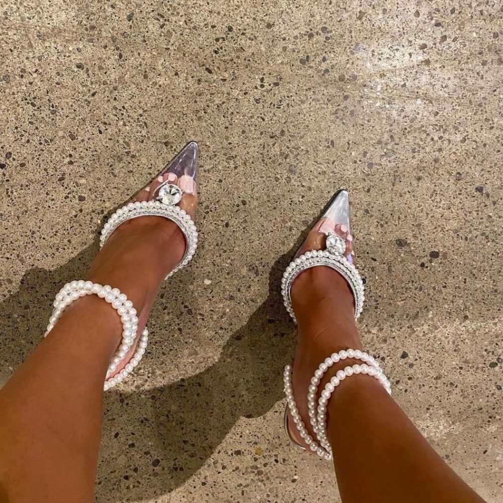 Admired Pearl Strap Crystal Heels