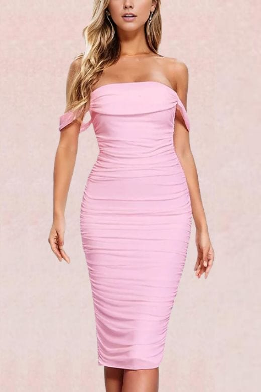 Zia Bodycon Wrap Midi Dress - Dusty Pink