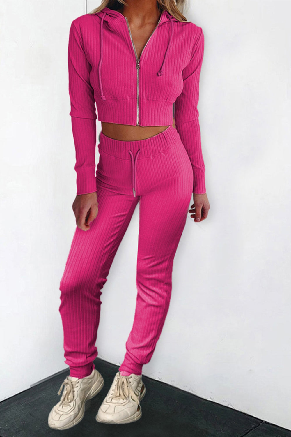 Solid Color Zipper Long Sleeve Jumpsuit