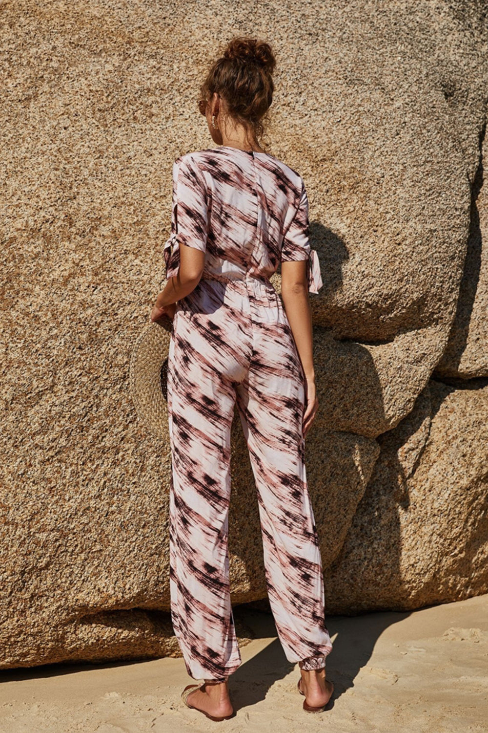 Printed Tie Jumpsuit