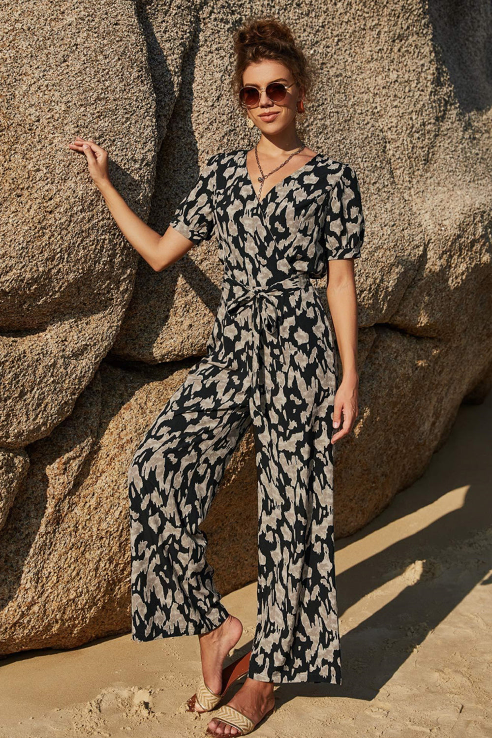 Printed Tie Jumpsuit