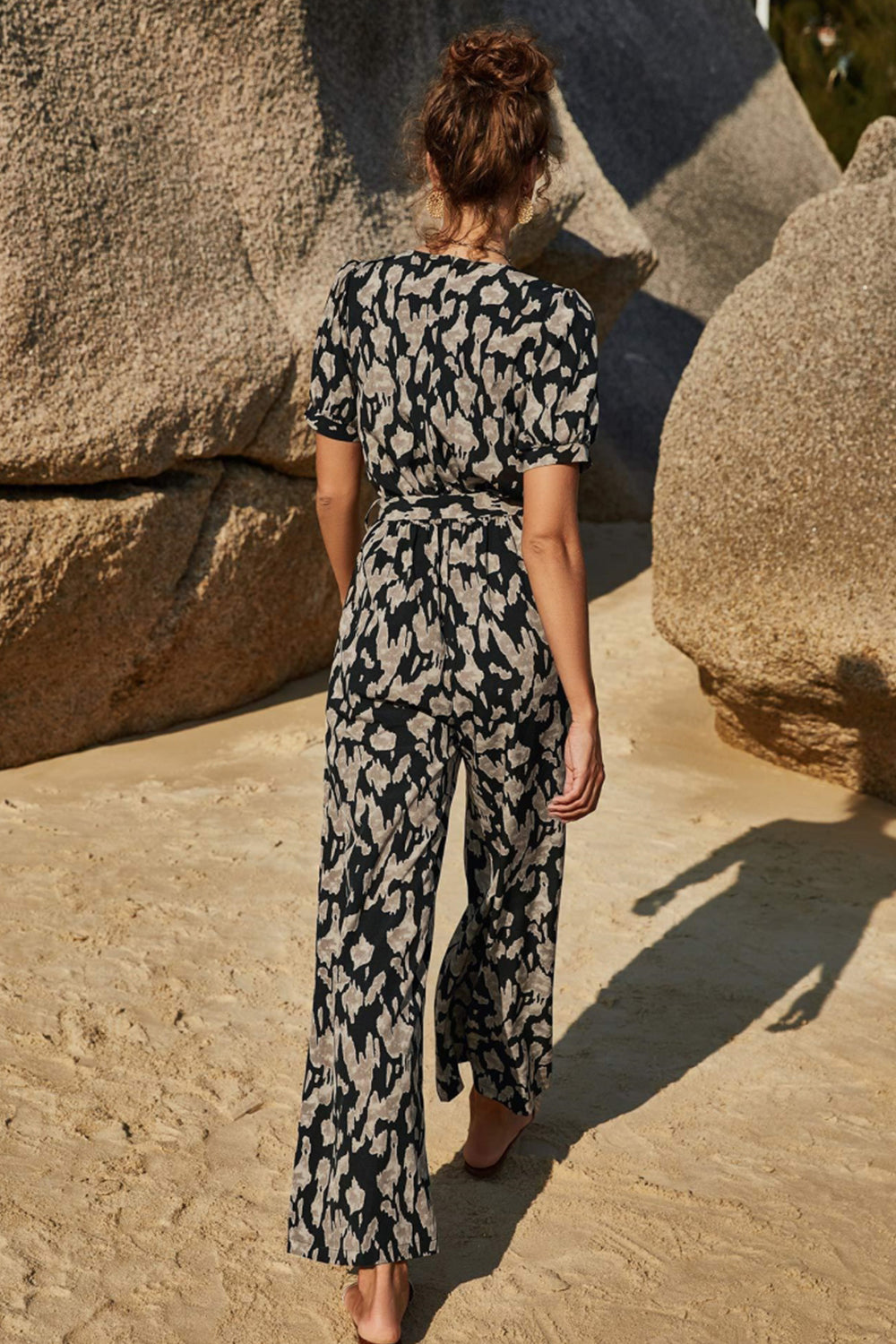 Printed Tie Jumpsuit