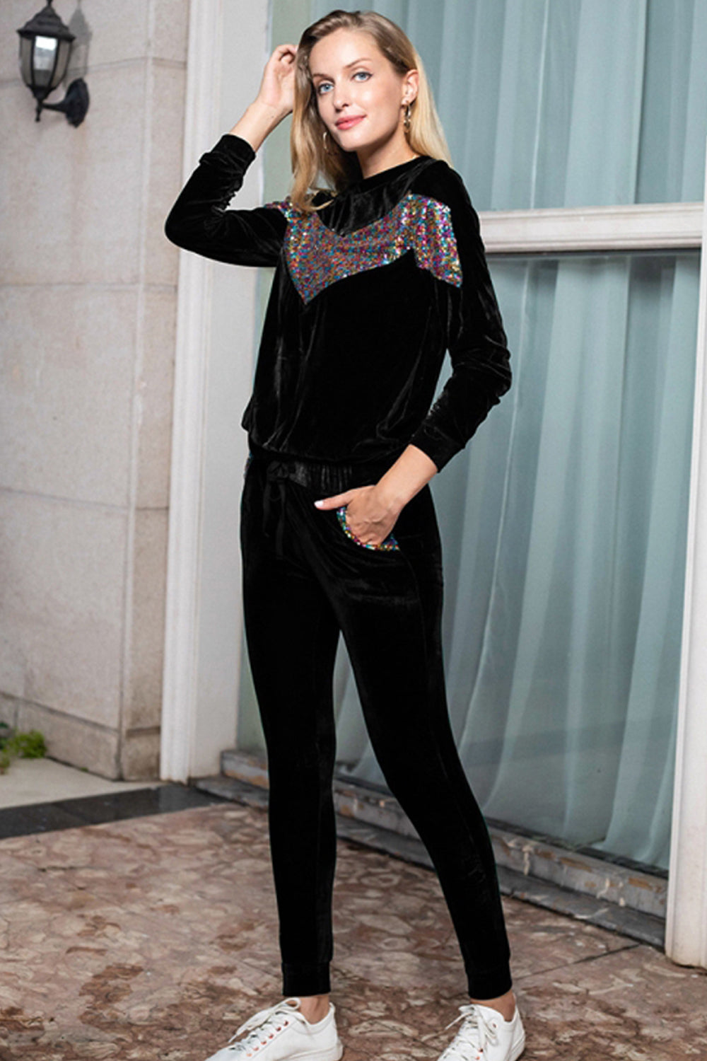 Loose Solid Color Long Sleeve Casual Suit