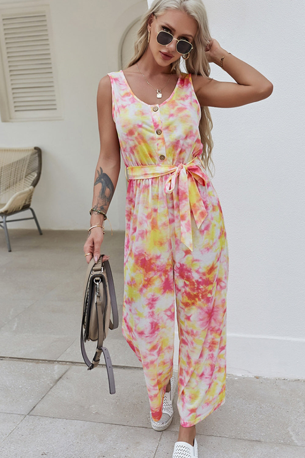 Tie-Dye Tie Jumpsuit