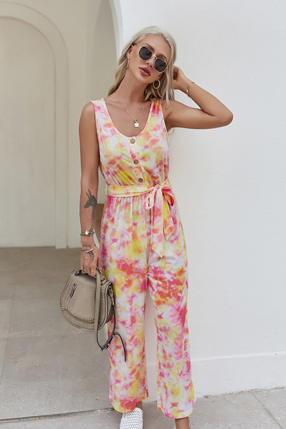 Tie-Dye Tie Jumpsuit