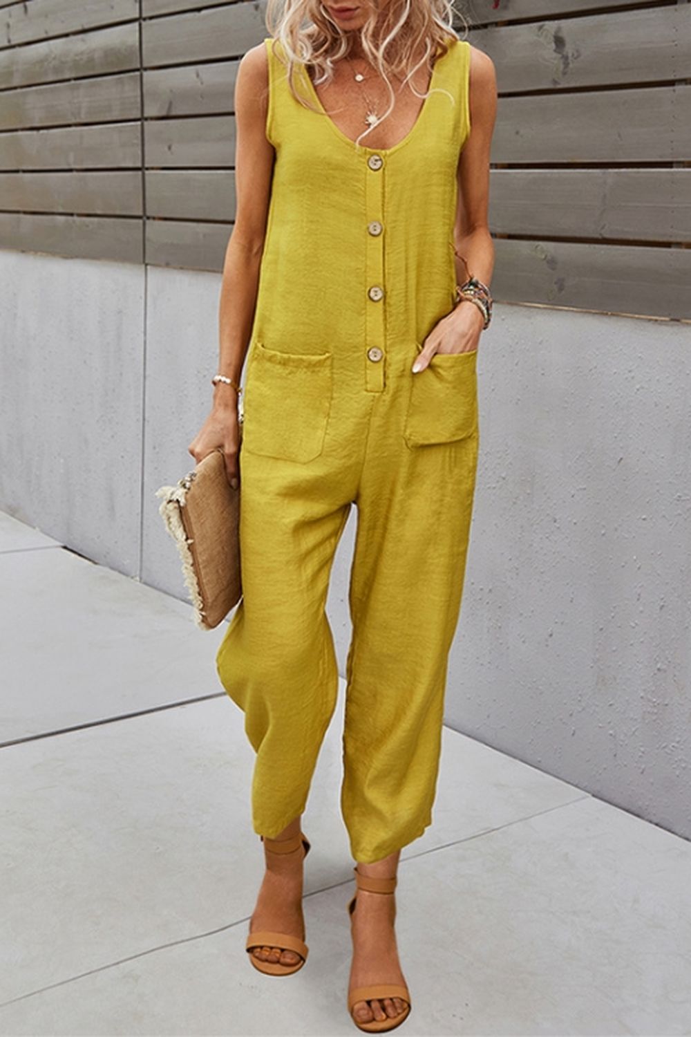 Pocket Solid Color Jumpsuit