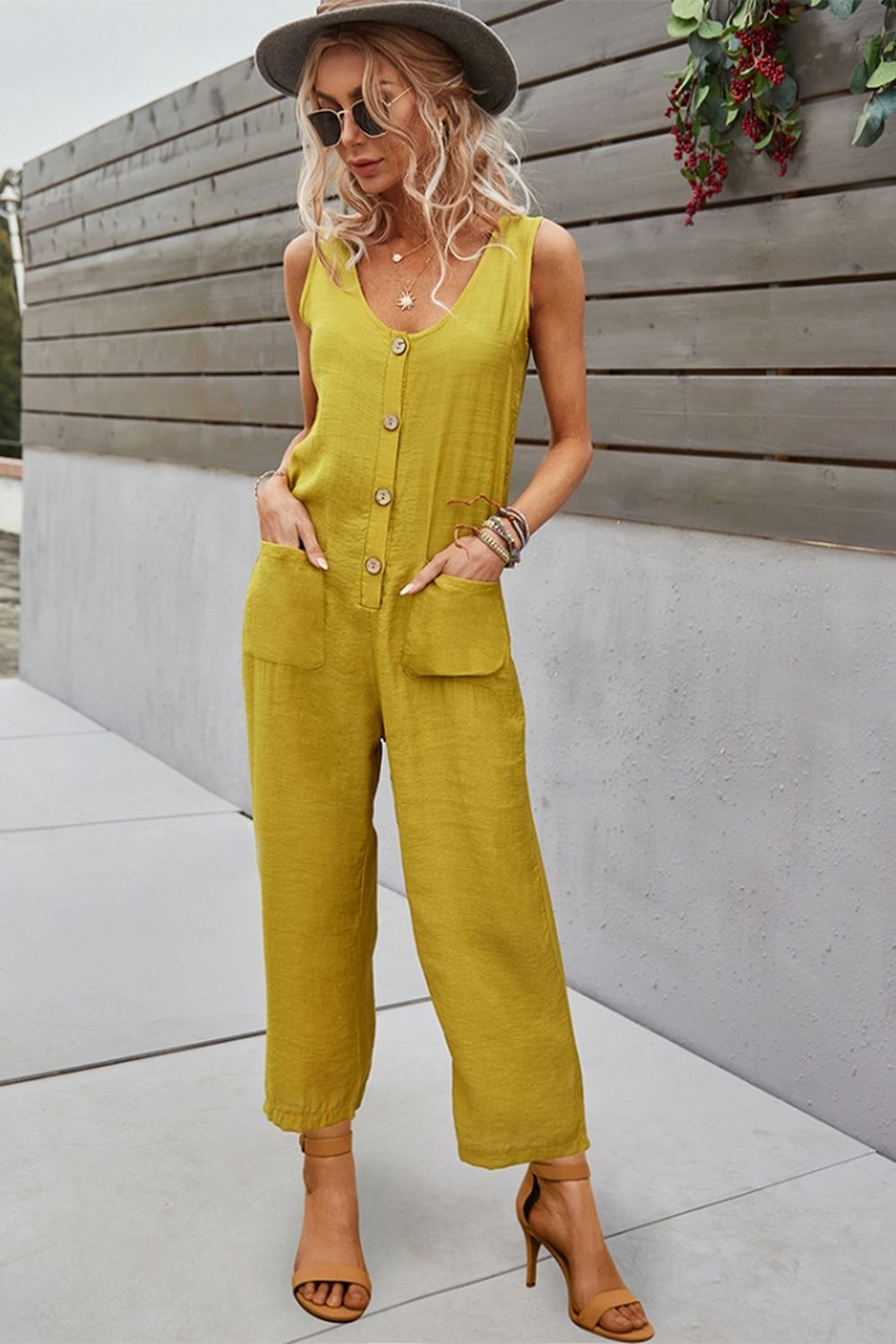 Pocket Solid Color Jumpsuit