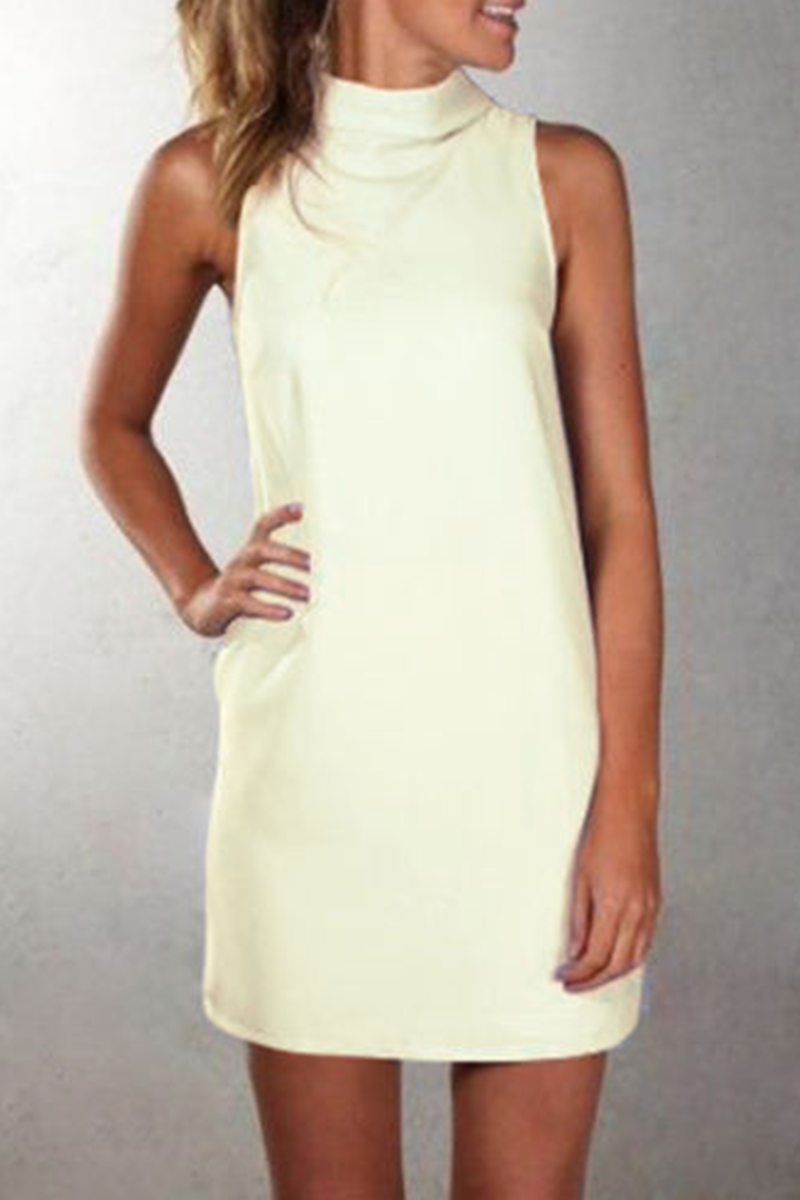 Solid Split Joint Halter Straight Dresses