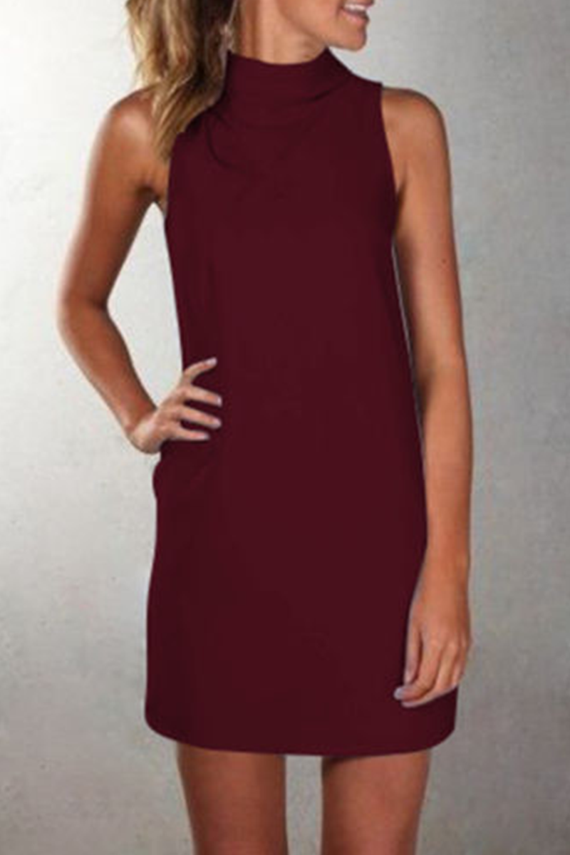 Solid Split Joint Halter Straight Dresses