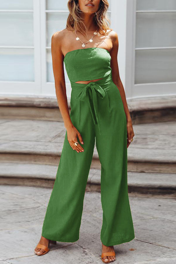 Strapless Waistband Loose Jumpsuit