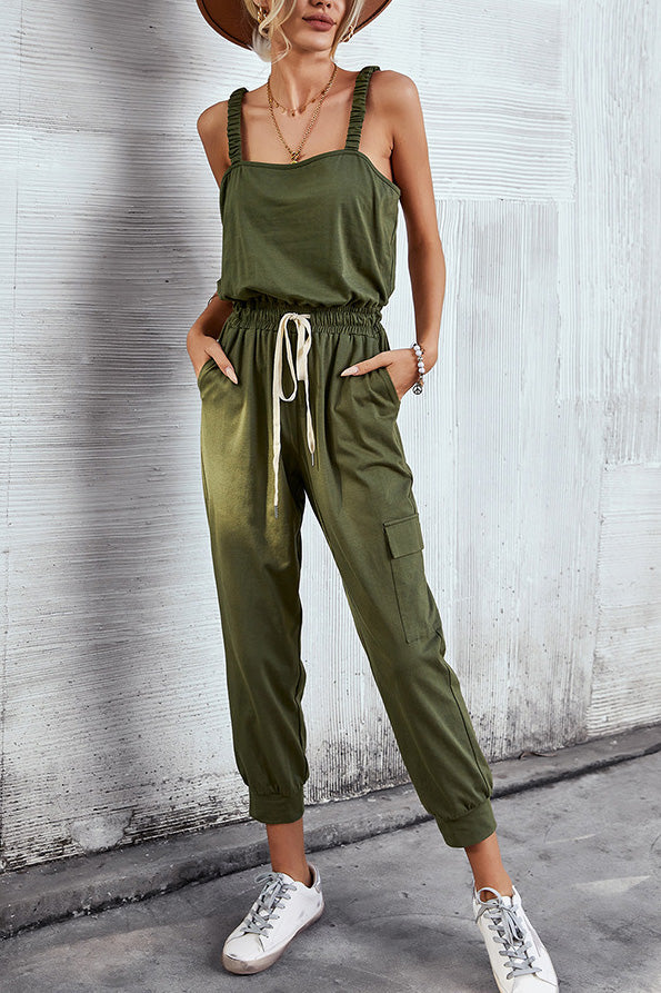 Undershirt Lace-up Knittd jumpsuit