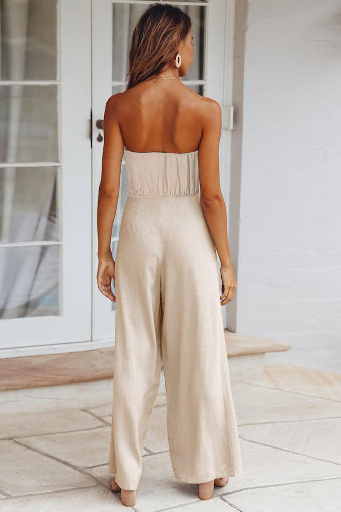 Strapless Waistband Loose Jumpsuit